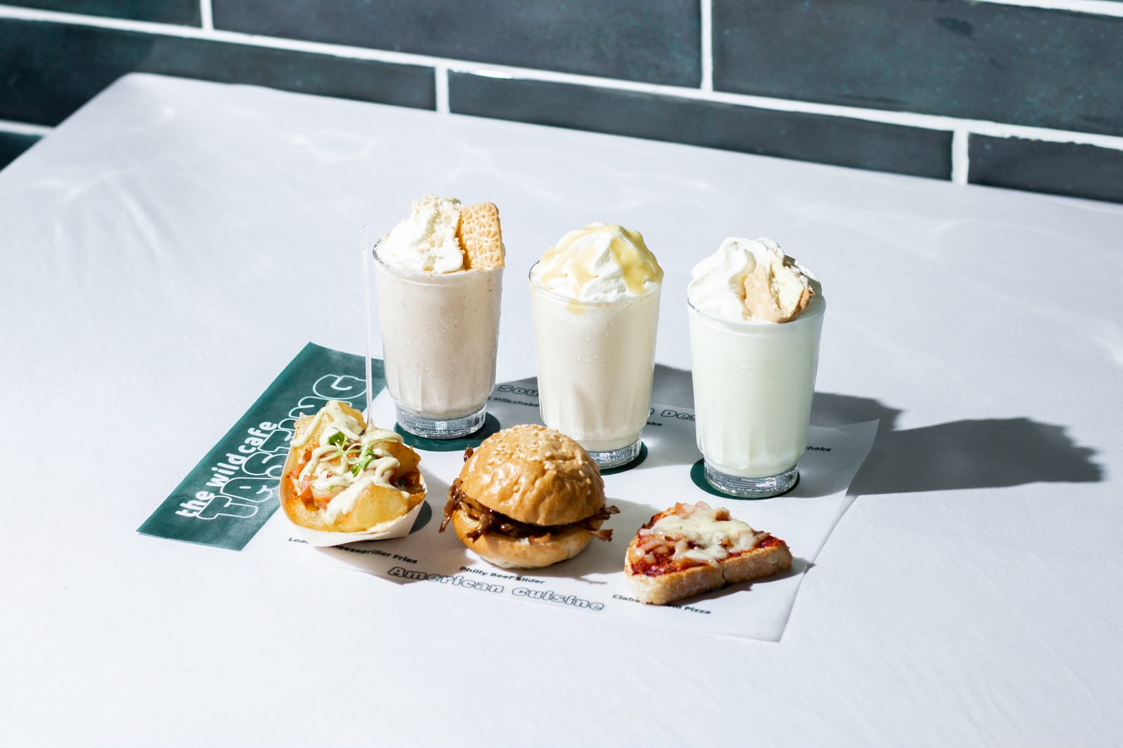 Milkshake and bite size food tasting